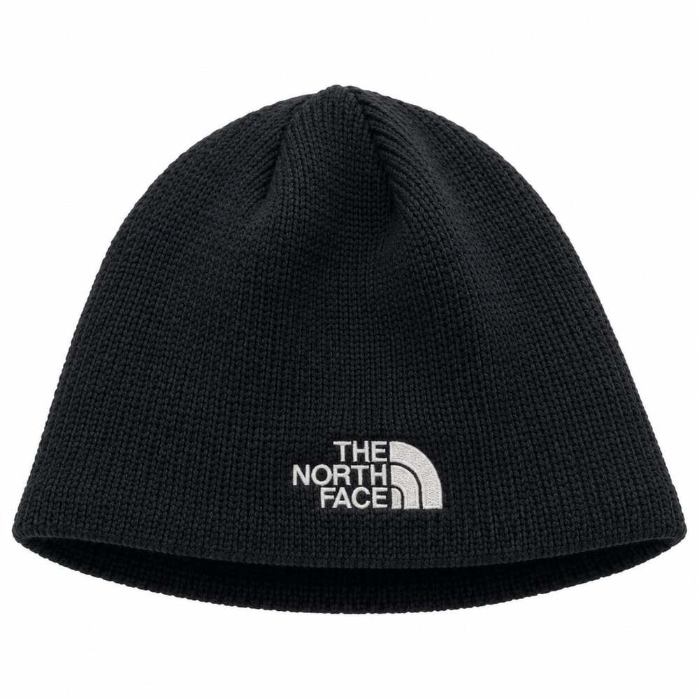 The North Face Black Knit Beanie White Embroidered Logo Winter Hat Unisex Kids